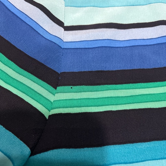 Silks By Joan Leslie" Vintage Size 18 Blue Green Striped Silk Blouse Top - Picture 5 of 5